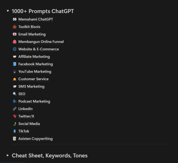 isi konten 1000+ Propmpts ChatGPT Untuk Bisnis oleh ceritabisnis.com